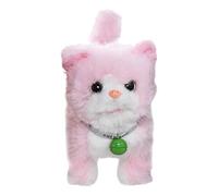 Generic Chat En Peluche Interactif électronique Qui Marche, Parle, Chante et Enregistre, avec Un Collier Décoratif, Idéal pour Les Jeux Créatif, Rose