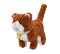 Generic Chat Jouet Interactif Peluche Électronique Animée avec Fonction Enregistrement Marche Laisse et Collier En Peluche Douce pour Enfants Cadeau Jeu Imagi, Brun