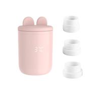 Generic Chauffe-biberon Portable sans Fil pour bébé, 4 Niveaux de Température Réglables avec Bague d'étanchéité pour le Lait Maternel, pour les Voyages en Plein Air, ABS + Silicone, Rose