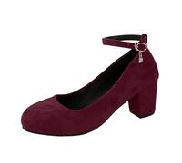 Generic Chaussures décontractées élégantes pour femme avec talon épais, parfaites pour un usage quotidien à assortir avec un jean. Design à enfiler et coupe confortable., Bordeaux, 37 EU