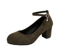 Generic Chaussures décontractées élégantes pour femme avec talon épais, parfaites pour un usage quotidien à assortir avec un jean. Design à enfiler et coupe confortable., Vert armée., 37 EU