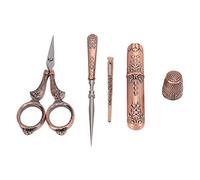 Generic Ciseaux à Coudre de Style Rétro Rouge, Ensemble D'outils de Poinçon pour les Amateurs D'aiguilles à Broder et D'artisanat