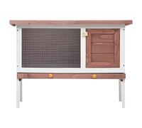 Generic Clapier à Lapin en Bois 1 Couche, Maison D'extérieur pour Petits Animaux, Cage pour Animaux de Compagnie avec Plateau Coulissant pour Lapins, Cochons d'Inde (Brun)