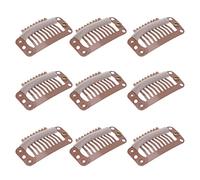 Generic Clips de Perruque, Clips de 32 Mm pour Extensions de Cheveux 40pcs 9 Dents en Acier Inoxydable d'extension de Cheveux pour les Perruques et le Tissage des (brun clair)