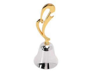 Generic Cloche de Dîner Multifonctionnelle en Métal argenté, Cloche D'appel avec Poignée Dorée élégante pour les Mariages et les Restaurants, 13x4.7cm