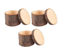 Generic Coffret à Bagues en Bois Rustique Bricolage, Parfait pour la Cérémonie de Mariage, Jour D'anniversaire, 3 Pièces