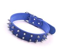Generic Collier de Chien de Style Punk, Cou de Chien avec Une Pointe en Cuir Conviviale de Peau Claire pour Les Moyens (Blue)