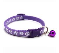 Generic Collier pour Animaux de Compagnie à Motif D'empreinte de Pas Mignon avec Boucle de sécurité Réglable en Cloche pour Chiens et Chats visibilité Nocturne PVC Léger + PP (Purple)