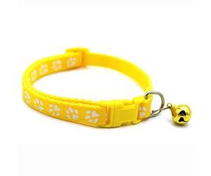 Generic Collier pour Animaux de Compagnie à Motif D'empreinte de Pas Mignon avec Boucle de sécurité Réglable en Cloche pour Chiens et Chats visibilité Nocturne PVC Léger + PP (Yellow)