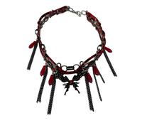 Generic Collier ras-du-cou avec pendentif papillon inspiré du léopard rouge - Collier gothique à gl