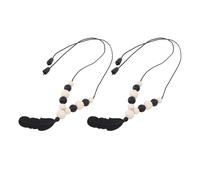 Generic Collier Sensoriel, 2pcs Collier à Mastication en Silicone Doux avec Pendentif en Plumes pour les Enfants, Beech Wood Moche (Noir)