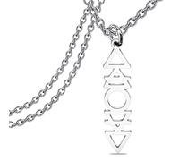 Generic Collier Triangulaire 4 Éléments Symboles Planétaires feu terre eau air symboles alchimiques Acier Inoxydable Silver Unisex Adultes