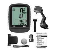 Generic Compteur de Vélo avec 24 Fonctions et écran rétroéclairé Compteur de Vitesse de Vélo sans Fil pour Le Suivi des Performances Construction ABS 1 unité (585 Noir sans Fil)