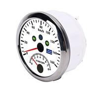 Generic Compteur de Vitesse GPS 85 Mm, Tachymètre 0 160 Km/h 0 8000 Tr/min LCD Rétro-éclairage Rouge, Lunette en Acier Inoxydable IP67 pour Voiture, Bateau, Yacht, Camping-car, Camion 12 V 24 V