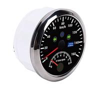 Generic Compteur de Vitesse GPS 85 Mm, Tachymètre 0 160 Km/h 0 8000 Tr/min LCD Rétro-éclairage Rouge, Lunette en Acier Inoxydable IP67 pour Voiture, Bateau, Yacht, Camping-car, Camion 12 V 24 V