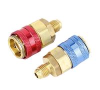 Generic Connecteurs à Coupleur Rapide Haute Basse Pression R134A, Adaptateur de Réfrigérant Résistant à la Corrosion pour Système de Climatisation de Véhicule, Ensemble de 2 Pièces
