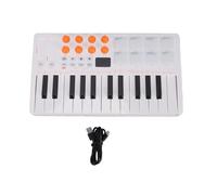 Generic Contrôleur de Clavier MIDI à 25 Touches, Pad de Production Musicale Portable avec Touches Sensibles à la vélocité, Fonction Arpégiateur et Accords (WHITE)
