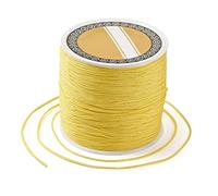 Generic Cordon en nylon tressé de 102 m x 0,8 mm pour nœud chinois, corde à macramé, enfilage de perles, fabrication de bracelets d'amitié, fournitures de loisirs créatifs Jaune