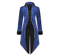 Generic Costume d'Halloween médiéval steampunk à queue-de-morue pour homme - Vestes de pirate, vampire et gothique, manteau Warlock Traje Para Halloween Para Home (bleu, taille XXL)