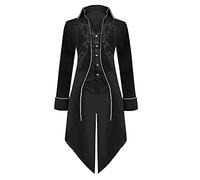 Generic Costume d'Halloween médiéval steampunk à queue-de-morue pour homme - Vestes de pirate, vampire et gothique, sorcier de la Renaissance (noir, L)