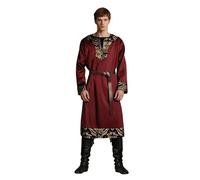 Generic Costume d'Halloween pour homme - Tunique médiévale de la Renaissance brodée - Costume de guerrier de la Renaissance - Costume d'Halloween pour adulte (rouge, taille XXL)