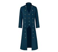 Generic Costume d'Halloween pour homme - Veste gothique Steampunk vintage médiévale et Renaissance à queue-de-morue - Costume de fête pour adultes - Bleu, taille S