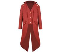 Generic Costume d'Halloween pour hommes à queue-de-morue de style steampunk, veste rétro de pirate, gothique, médiévale, manteau vintage pour uniforme d'Halloween para maison (rouge, taille XXL)