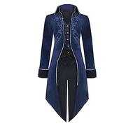 Generic Costume médiéval steampunk à queue-de-morue pour homme - Veste de pirate, vampire et gothique de la Renaissance - Manteau d'Halloween - Manteau d'Halloween (bleu foncé, taille L)
