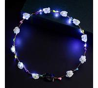 Generic Couronne de Bandeau de Fleurs Lumineuses à LED pour Fête de Mariage, Taille Réglable de 65 Cm, Matière Plastique pour Filles, Enfants, Mariée, Demoiselles D'honneur, 1 X Bandeau, Noël, (WHITE)