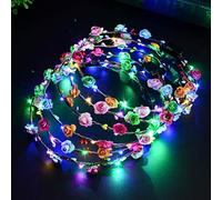 Generic Couronne de Bandeau de Fleurs Lumineuses à LED pour Fête de Mariage, Taille Réglable de 65 Cm, Matière Plastique pour Filles, Enfants, Mariée, Demoiselles D'honneur, 1 X Bandeau, Noël,