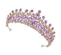 Generic Couronne de Mariée en Alliage de Zinc avec Exquis, Accessoires de Cheveux pour Mariages, Fêtes de Bal, Couronne de Mariée en Alliage de Zinc pour Femmes (Or et violet)