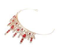 Generic Couronne de Mariée en Métal Rouge Strass, Tiare de Princesse Légère et Élégante pour Mariage, Anniversaire et Bal, Accessoire Coiffure Femme, Couronne de Reine pour Cérémonie