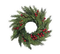 Generic Couronne de Noël artificielle avec feuillage vert et baies rouges en polypropylène à suspendre sur les portes et convient pour la décoration de Noël Vert