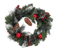 Generic Couronne de Noël Pré-éclairée avec Branches Givrées avec Lumière Chaude pour Décoration Intérieure de Vacances - 15,75 Pouces