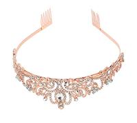 Generic Couronne de Princesse de Mariage élégante, Couronne de Mariée à Clamp/Holder Réglable pour les Fêtes D'Halloween, or Rose