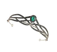 Generic Couronne de Strass Rétro Verte pour Mariage et Fête, Bandeau Princesse Élégant 1 Pièce, Accessoire Cheveux pour Mariée et Demoiselles D'honneur, Décoration Coiffure Sophistiquée