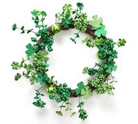 Generic Couronne de Trèfle de la Saint-Patrick, Artisanat Exquis, Décoration Printanière Texturée Réaliste pour Porte D'entrée, 15,7 Pouces, Intérieur et Extérieur (Green)