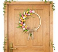 Generic Couronne Florale élégante au Design Complexe pour Porte D'entrée, Couronne de Fleurs Polyvalente à Suspendre pour Mur, Fenêtre, Toile de Fond de Fête, Plastique 35 X 35 X 6 Cm (Rose Jaune