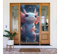 Generic Couverture de porte de bienvenue avec imprimé axolotl mignon 185 x 90 cm Décorations saisonnières pour porte d'entrée, mur, porche