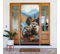 Generic Couverture de porte de bienvenue avec imprimé hérisson mignon - 185 x 90 cm - Décorations saisonnières de vacances - Toile de fond pour porte d'entrée, mur, porche