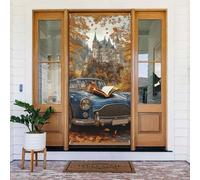 Generic Couverture de porte de bienvenue imprimée écureuils de lecture 185 x 90 cm Décorations saisonnières pour porte d'entrée, mur, porche