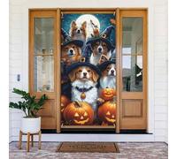Generic Couverture de porte de bienvenue pour Halloween - 185 x 90 cm - Décorations saisonnières de vacances - Toile de fond pour porte d'entrée, mur, porche