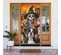 Generic Couverture de porte de bienvenue pour Halloween - 185 x 90 cm - Décorations saisonnières de vacances - Toile de fond pour porte d'entrée, mur, porche