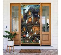 Generic Couverture de porte de bienvenue pour Halloween - 185 x 90 cm - Décorations saisonnières de vacances - Toile de fond pour porte d'entrée, mur, porche
