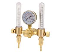 Generic Débitmètre Argon Régulateur de Gaz Double Sortie pour Soudage TIG MIG, Construction en Laiton avec Connecteur de Tuyau