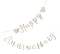 Generic Décoration Pré-enfilée Élégante Or pour Romantique et Réutilisable Bannière Joyeux en Papier d'anniversaire de Mariage de Célébration