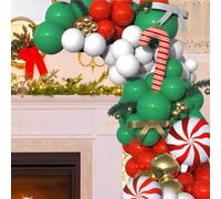 Generic Décorations de Ballons de Noël, Ensemble de Ballons Métalliques Festifs or Vert Rouge Blanc pour Fêtes de Vacances
