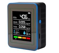 Generic Détecteur de qualité de L'air 5 en 1, Testeur Portable de CO2 TVOC HCHO pour Utilisation Intérieure et Extérieure, Matériau ABS, Conception Compacte (noir + bleu)
