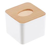 Generic Distributeur de Serviettes en Papier, Boîte à Mouchoirs en Bois de Haute qualité, Support pour Salle de Bain, Cuisine, Maison, Style Moderne pour Chambre à Coucher, Salon, Rond Blanc 12,7 Cm