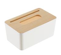 Generic Distributeur de Serviettes en Papier, Boîte à Mouchoirs en Bois de Haute qualité, Support pour Salle de Bain, Cuisine, Maison, Style Moderne pour Chambre à Coucher, Salon, Rond Blanc 12,7 Cm